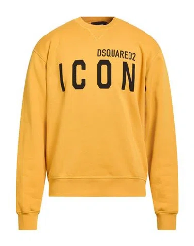Dsquared2 Icon Man Sweatshirt Marigold Size L Cotton In Yellow