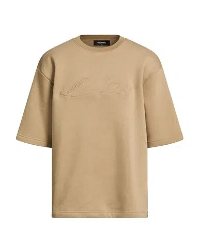 Dsquared2 Icon Man T-shirt Beige Size L Cotton, Polyester In Brown