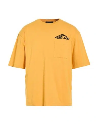 Dsquared2 Icon Man T-shirt Marigold Size L Cotton In Yellow