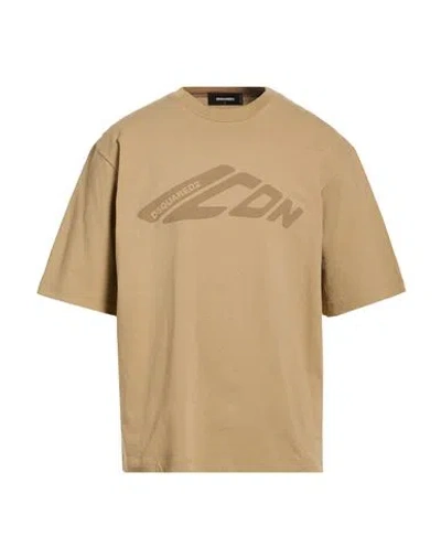 Dsquared2 Icon Man T-shirt Sand Size L Cotton In Neutral