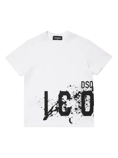 Dsquared2 Kids' Icon-motif Cotton T-shirt In 白色