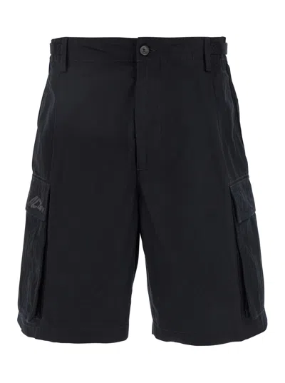 Dsquared2 'icon New Generation' Black Cargo Shorts In Cotton Man