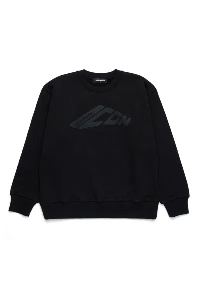 Dsquared2 Felpa Girocollo Con Logo Icon New Generation In Black