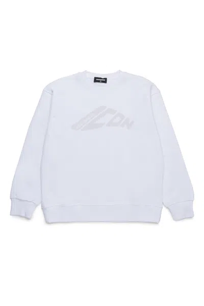 Dsquared2 Icon New Generation Branded Crew-neck Sweatshirt In White
