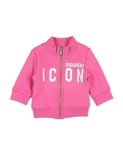 Dsquared2 Babies'  Icon Newborn Boy Sweatshirt Fuchsia Size 3 Cotton, Elastane In Pink