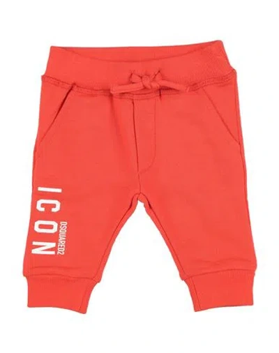 Dsquared2 Babies'  Icon Newborn Pants Orange Size 3 Cotton, Elastane In Red