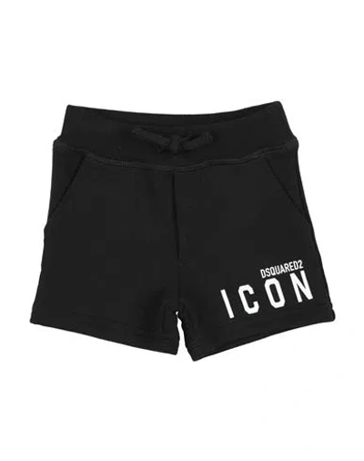 Dsquared2 Babies'  Icon Newborn Shorts & Bermuda Shorts Black Size 3 Cotton, Elastane