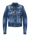 Dsquared2 Icon Paint-splatter Denim Jacket In Blue