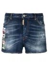 DSQUARED2 DSQUARED2 ICON PAINT-SPLATTER DENIM SHORTS