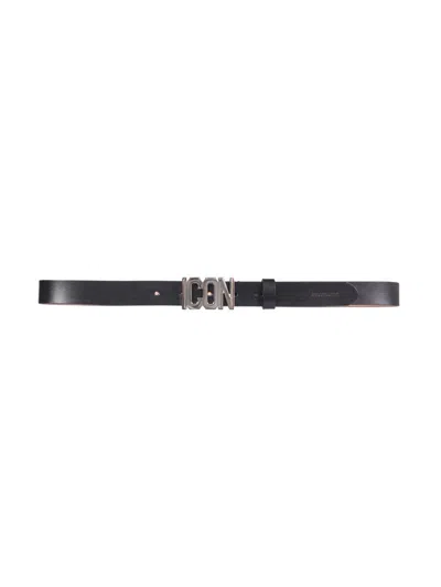 Dsquared2 Icon Plaque Belt In Black