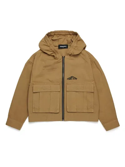 Dsquared2 Kids' Icon-print Bomber Jacket In Neutrals