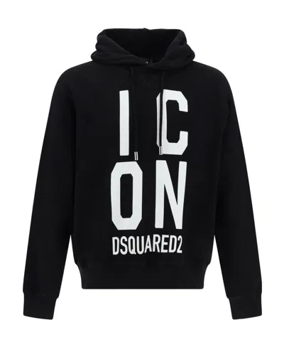 Dsquared2 Icon-print Cotton Hoodie In Black
