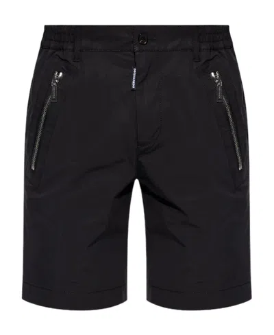 Dsquared2 Icon-print Cotton Shorts In Black