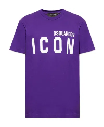 Dsquared2 Icon-print Cotton T-shirt In Purple