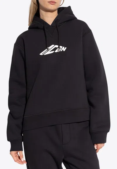 Dsquared2 Icon Print Drawstring Hoodie In Black