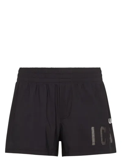 Dsquared2 Icon-print Swim Shorts In Black