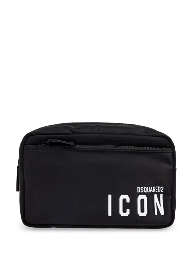 Dsquared2 Icon-print Wash Bag In 黑色