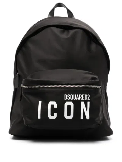 Dsquared2 Icon Zipped Backpack In Black