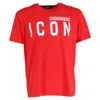 DSQUARED2 ICON-PRINTED CREWNECK SHORT-SLEEVED T-SHIRT IN RED COTTON