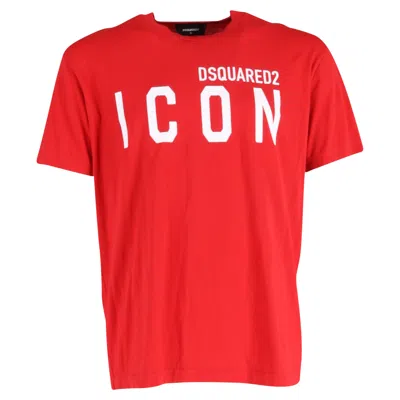 Dsquared2 Icon-printed Crewneck Short-sleeved T-shirt In Red Cotton