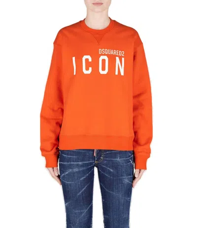 Dsquared2 Icon Printed Crewneck Sweatshirt In Orange