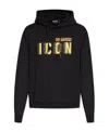 Dsquared2 Icon Printed Drawstring Hoodie In Black
