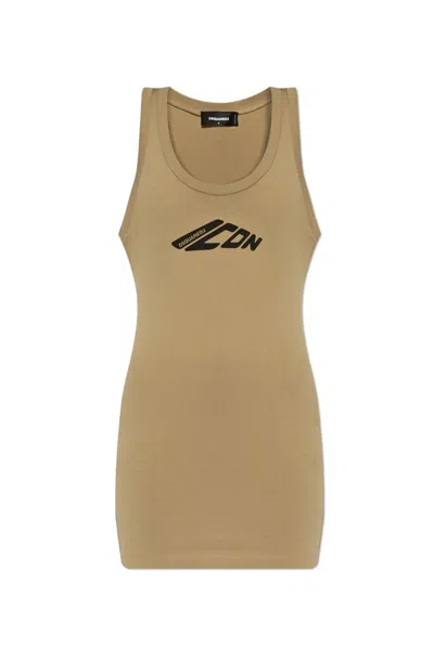 Dsquared2 Icon-motif Mini Dress In Beige