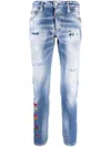 Dsquared2 Icon Printed Slim-cut Jeans In Blau