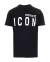 Dsquared2 Men Black Crewneck T-shirt With Maxi Logo Print On The Front In Cotton Man In Black