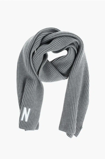 Dsquared2 Icon Ribbed Scarf In Grey