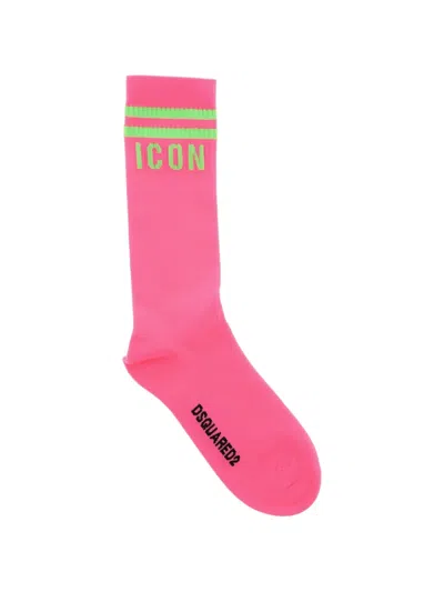 Dsquared2 Icon Ribbed Socks In Pink