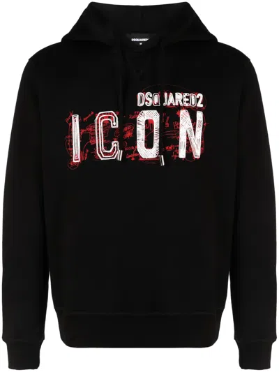 DSQUARED2 ICON SCRIBBLE-PRINT COTTON HOODIE