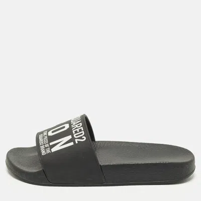 Pre-owned Dsquared2 Icon Size 36 Black Rubber Pool Slide