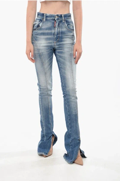 Dsquared2 Icon Slim Fit Trumpet Jeans With Ankle Split 22cm Grösse 36 In Blue