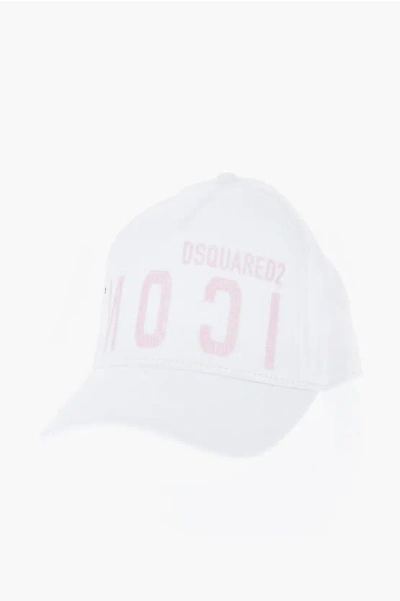 Dsquared2 Icon Solid Color Baseball Cap With Cracked Print In Purple