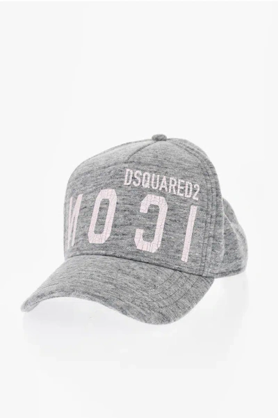 Dsquared2 Icon Solid-color Baseball Cap With Cracked Print In Gray