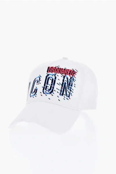 Dsquared2 Icon Solid Color Cap With Printed Logo In White