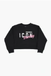 Dsquared2 Icon Solid Color Crew-neck Sweatshirt With Embossed Detail In Black