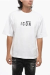 Dsquared2 Icon Solid Color Loose Fit Crew-neck T-shirt With Contrastin In White