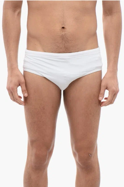 Dsquared2 Icon Solid Color Swim Briefs With Contrasting Logo In White