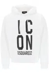 Dsquared2 'icon Squared' Cool Fit Hoodie With Logo Print In Bianco