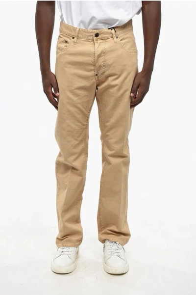 Dsquared2 Icon Straight Leg 5-pockets Pants With Printed Logo In Nude