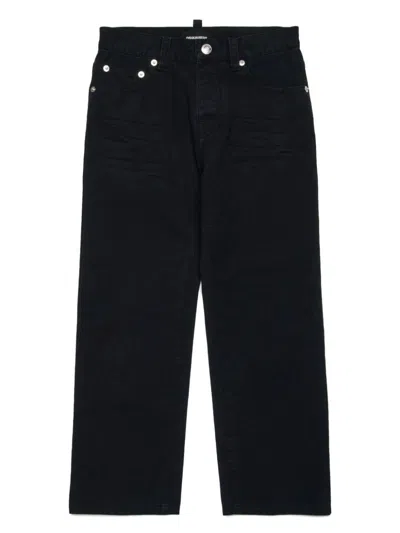Dsquared2 Kids' Icon Straight-leg Jeans In Black