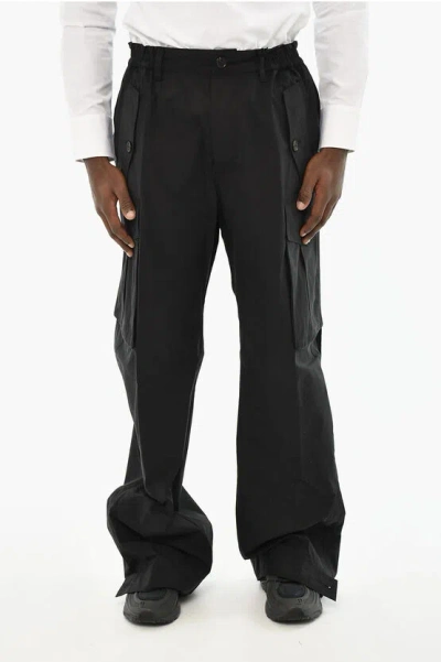 Dsquared2 Icon Stretch Cotton Cargo Pants With Metal Detail In Black