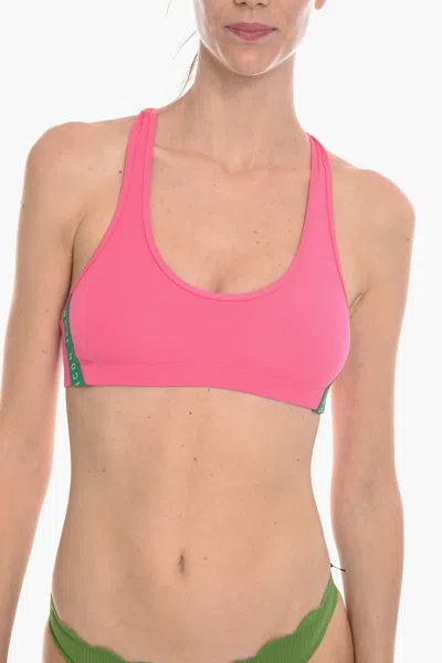 Dsquared2 Icon Stretch Cotton Sport Bra In Pink