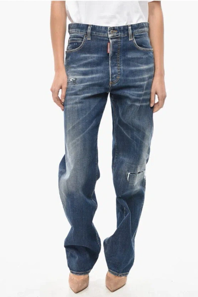 Dsquared2 Icon Stretch Denim San Diego Jeans With Metal Detail 24cm In Blue