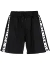 Dsquared2 Icon-stripe Drawstring Shorts Featuring Ruched Detailing In Black