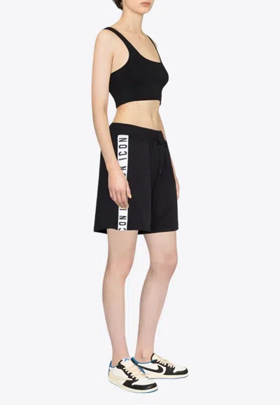 Dsquared2 Icon-stripe Drawstring Shorts In Black