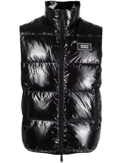 Dsquared2 Icon Stripe Padded Jacket In Black