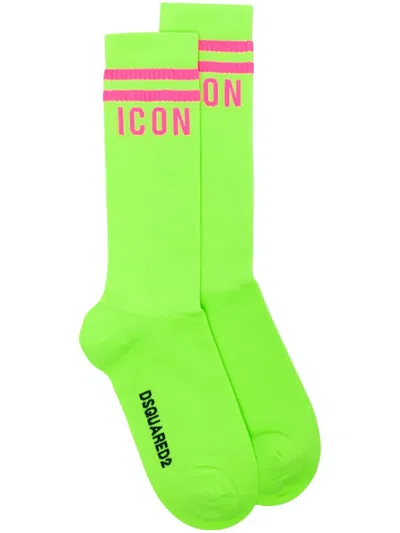 Dsquared2 Icon Striped Crew Socks In Green